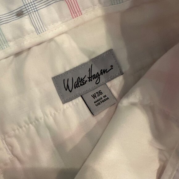 WALTER HAGEN MENS PINK AND WHITE PLAID DRI FIT GOLF SHORT SIZE 36 - Picture 6 of 8